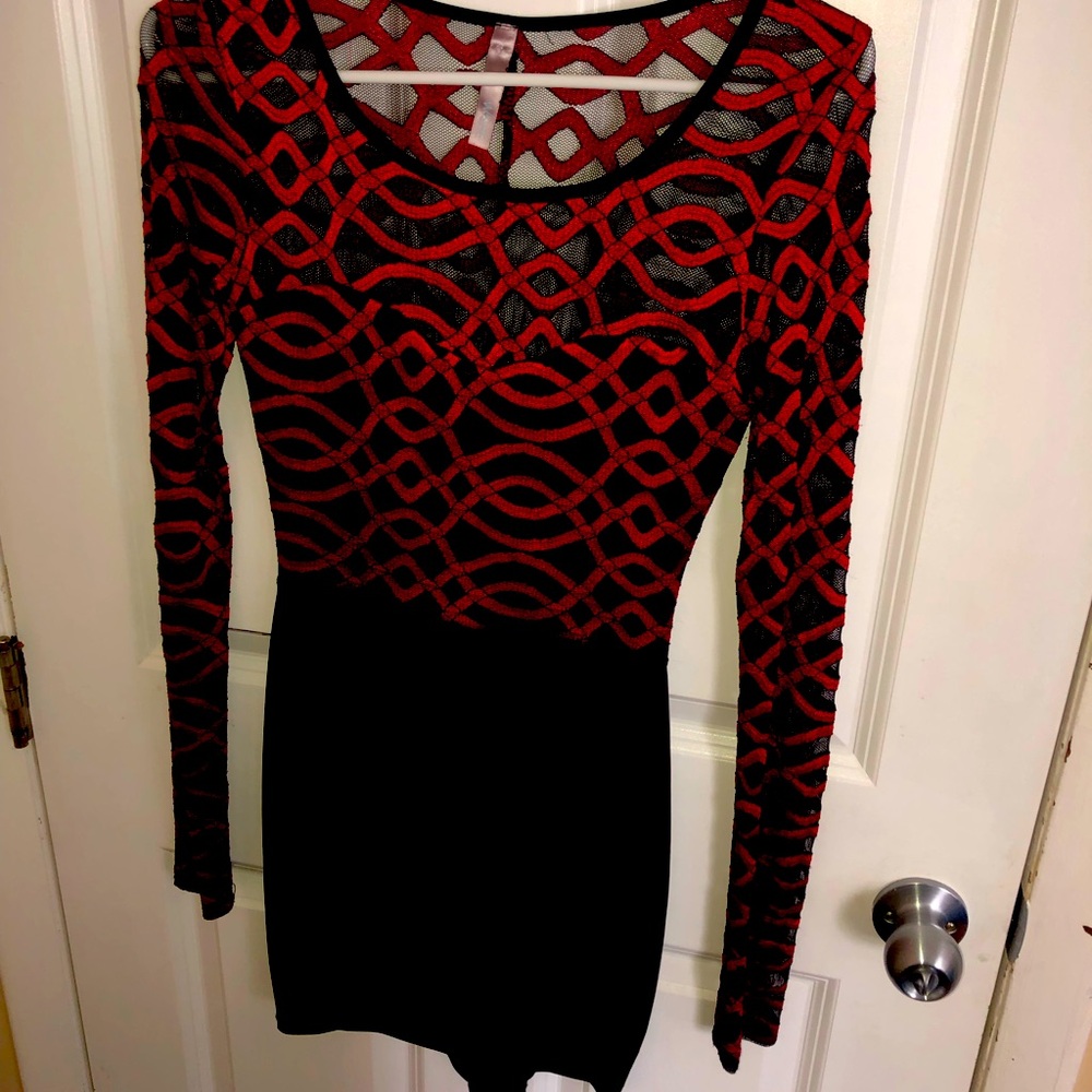 Sexy red and leather dress